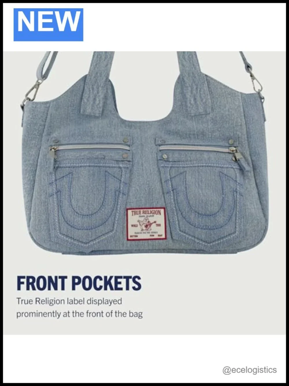 True Religion Satchel Bag Crossbody Purse With Horseshoe Logo Stitching